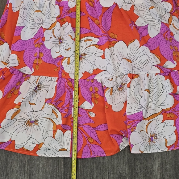 Betsy's Boutique Sketched Floral Halter Maxi Dress Orange Pink White Meduim - Picture 8 of 11